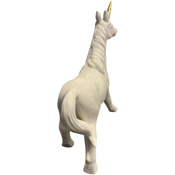 UNICORN White Ceramic Gold Horn 10.5" High x 11.5" Long Unbranded Horse - Picture 4 of 5